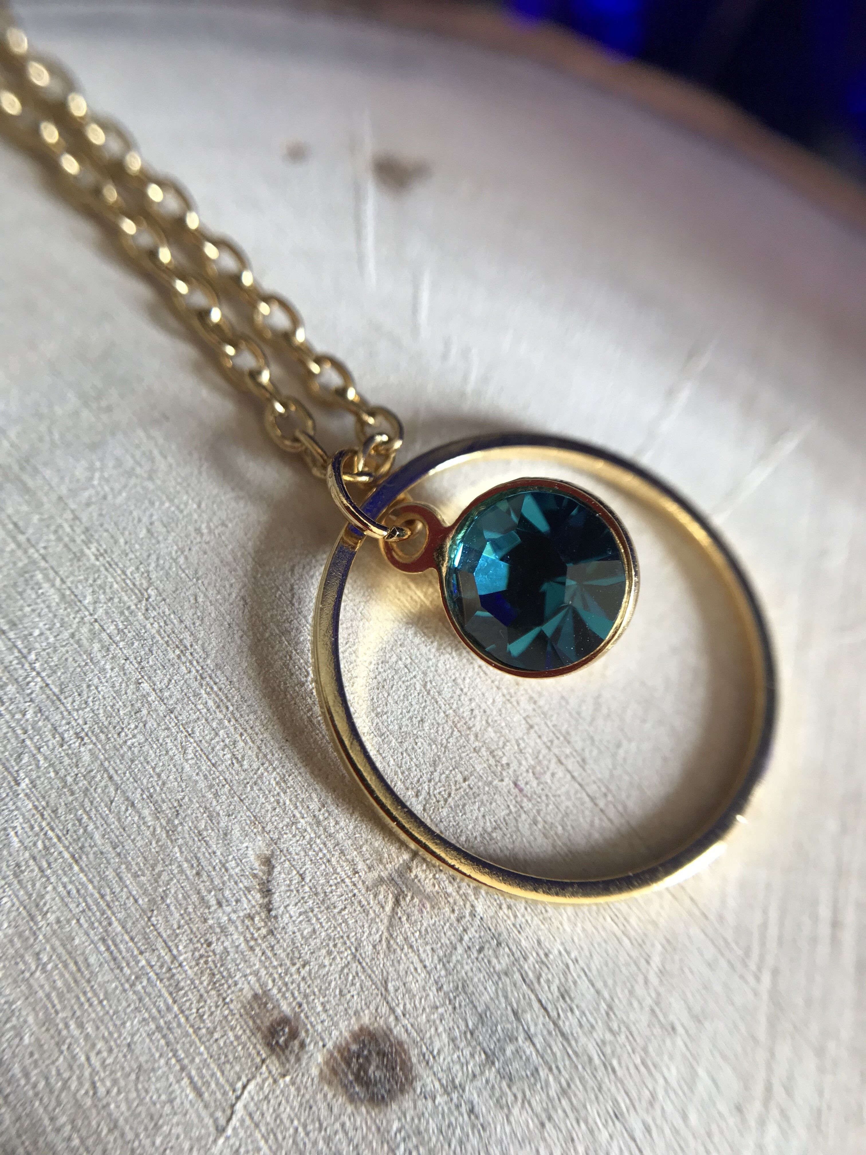 Collana in acciaio inossidabile placcato oro 18 carati, ciondolo placcato oro 24 carati, strass Svarovski