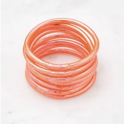 Bracciale rigido buddista spesso con mantra taglia M - Corallo