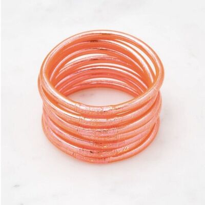 Thick Buddhist bangle with mantra size XL - Coral