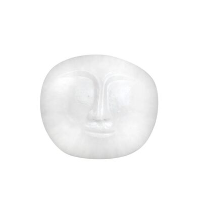 Clay flowerpot face M white from Mexico