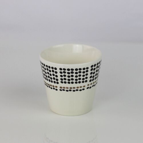 Becher aus Keramik weiß, Kaffeetasse Puntitos