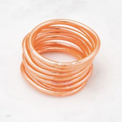 Thick Buddhist bangle with mantra size S - Salmon
