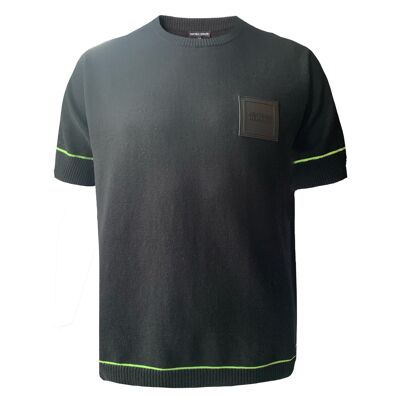 Maglione stile t-shirt con badge in gomma - NERO