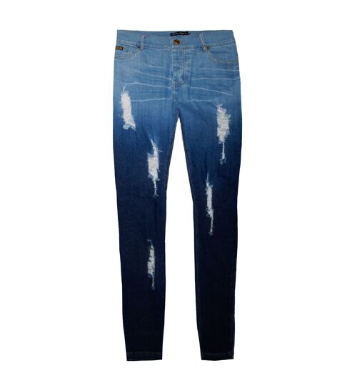 Skinny Ripped Ombre Jean - BLUE