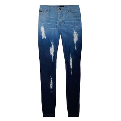 Jean pitillo rasgado Ombre - AZUL