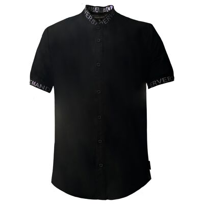 Jacquard Collar Shirt - BLACK