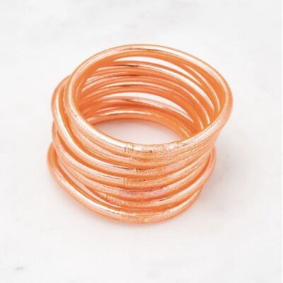 Bracciale rigido buddista spesso con mantra taglia XL - Salmone