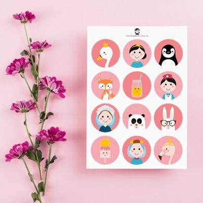 STICKER SHEET GIRLS PINK