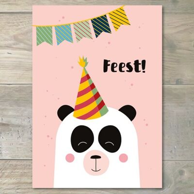 POSTCARD INVITATION - PANDA PINK - 5 PIECES