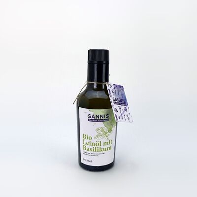 SANNIS Bio-Leinöl mit Basilikum - 250ml Flasche