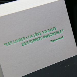 Carte Citation letterpress Virginia Woolf