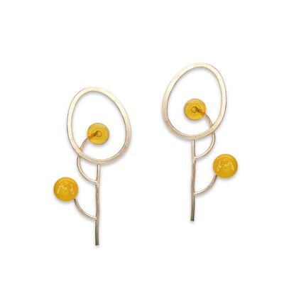 Mustard Murano Glass Wind Comb Earrings