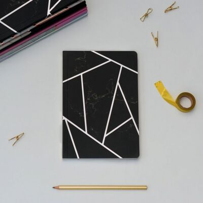 Black Marble Geometric Notebook, Handmade Marble A5 Notebook, Marble Print Writing Journal Notebook, Lined Notepad Journals, Teacher’s Gift