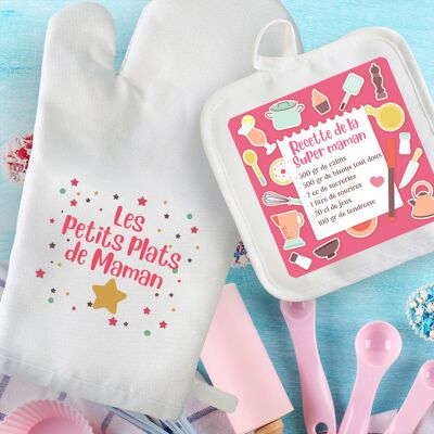 Potholder duo & Super mom kitchen glove - mom gift, mother's day