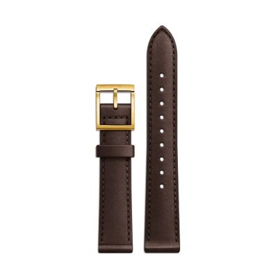 Dark Brown Leather Gold Strap 21 mm - DBG21