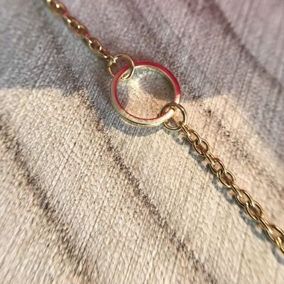 Anklet chain in 18k gold-plated stainless steel support with charms and charms