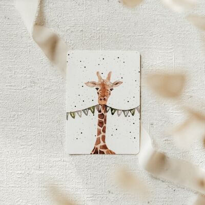 Cartolina compleanno giraffa fa festa