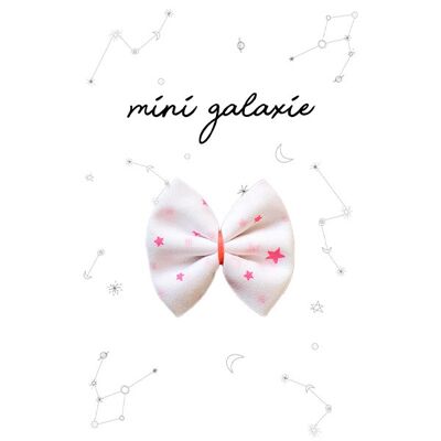 Mini bow barrette - Neon pink stars