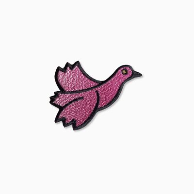Broche oiseau rose