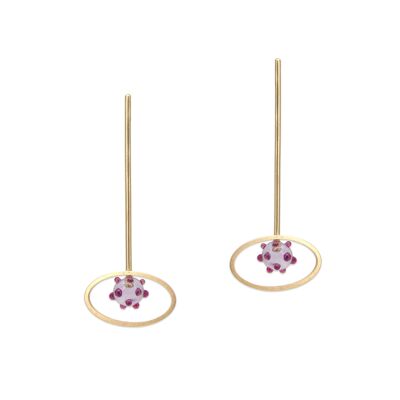 Oval earrings with lilac Murano glass