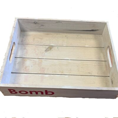 B737 Rustic Crate Tray 37,5 x 29,5 x 8cm White Washed