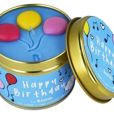 B438 Happy Birthday Tinned Candle