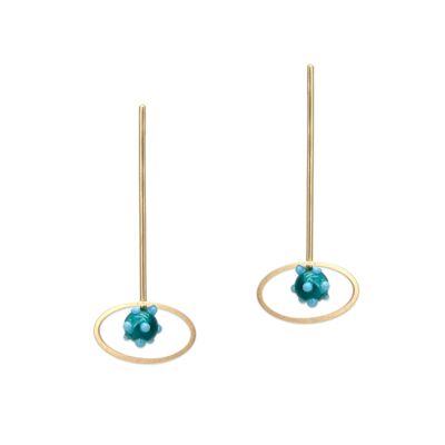 Boucles d'oreilles ovales avec verre de Murano bleu turquoise