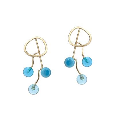 Boucles d'oreilles Aeria Plana avec verre de Murano bleu turquoise