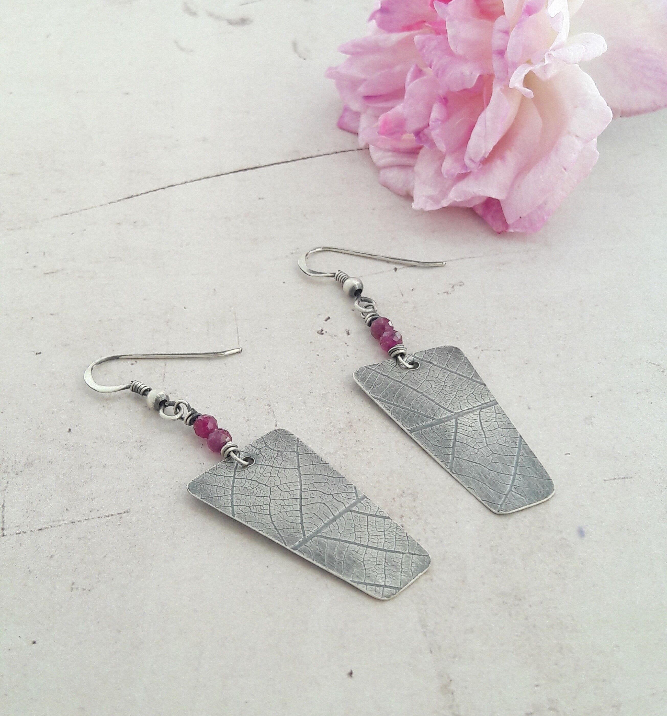 Pendientes Étnicos Rubí Plata 925