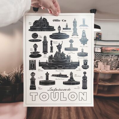 Affiche "Fontaines de Toulon" Beige A4