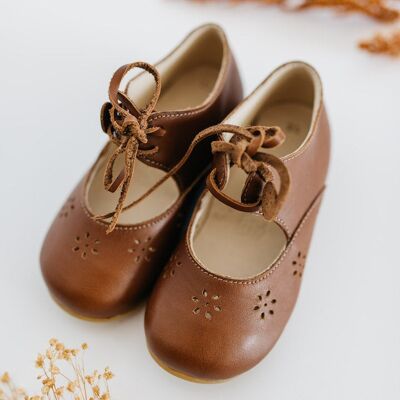 Chaussures pour enfants en cuir modèle fleur