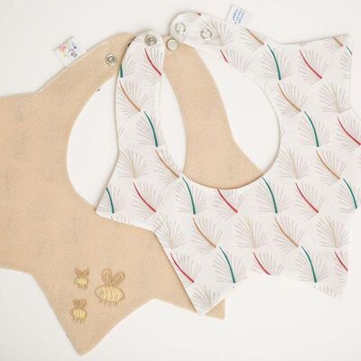 Embroidered Nature Themed Baby Bibs Busy Bees