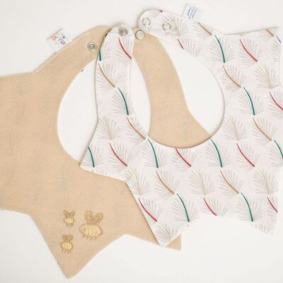 Embroidered Nature Themed Baby Bibs Busy Bees