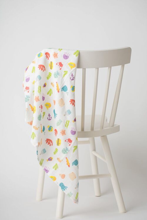 Happy Fish Design Swaddle Blanket