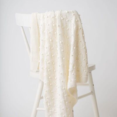 Hand Knitted Blanket Creme