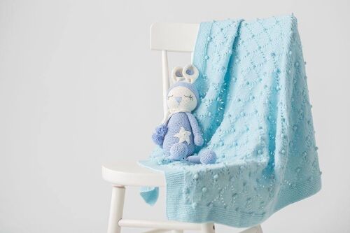 Hand Knitted Blanket Blue