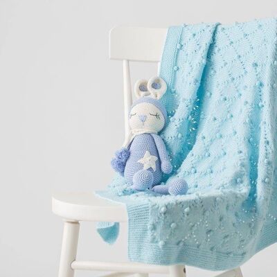 Hand Knitted Blanket Blue