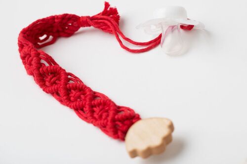 Yarn Pacifier Clips Red