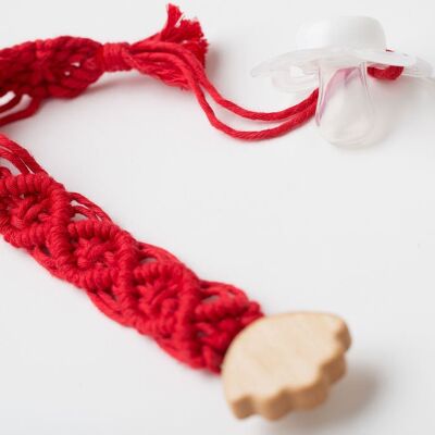 Yarn Pacifier Clips Red