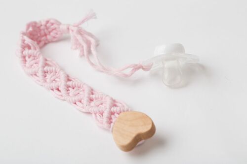 Yarn Pacifier Clips Pink