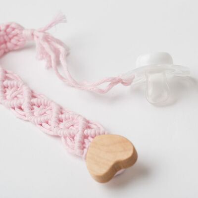 Yarn Pacifier Clips Pink