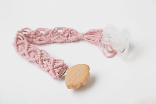 Yarn Pacifier Clips Salmon Pink