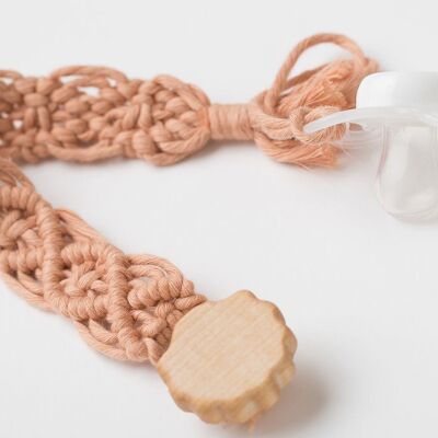 Yarn Pacifier Clips Light Brown