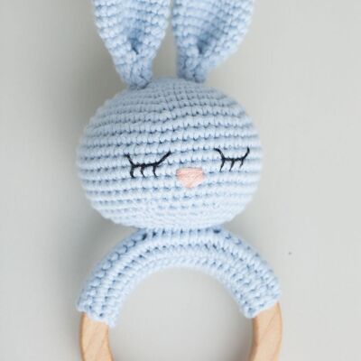 Sleepy Bunny Rattles Blue