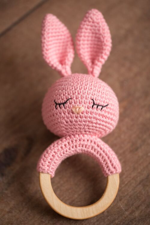 Sleepy Bunny Rattles Bright Pink