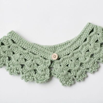 Girls Handmade Organic Crochet Collar Green