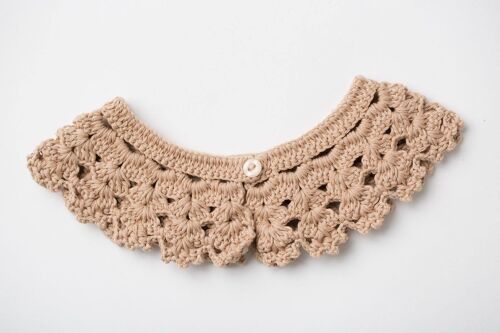 Girls Handmade Organic Crochet Collar Brown