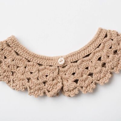 Girls Handmade Organic Crochet Collar Brown Standard