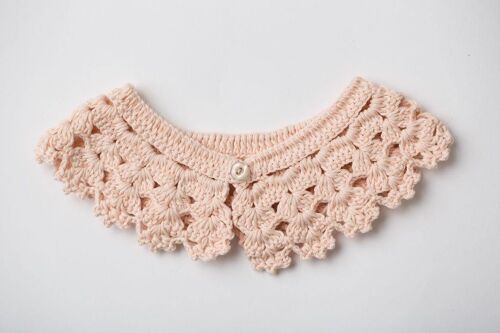 Girls Handmade Organic Crochet Collar Salmon Pink