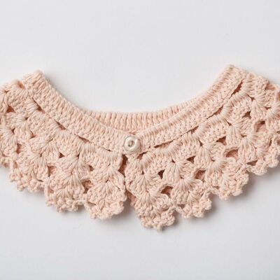 Girls Handmade Organic Crochet Collar Salmon Pink Standard